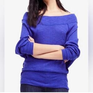 We The Free People Palisades Off The Shoulder Sweater Blue Purple Color Size S